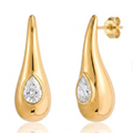 Sculpted Gold Teardrop Inset Earrings