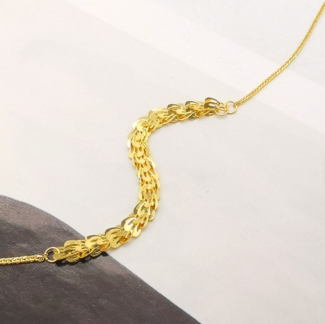 Gold Mixed-Link Braided Accent Bracelet