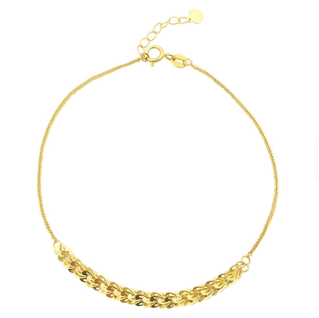 Gold Mixed-Link Braided Accent Bracelet