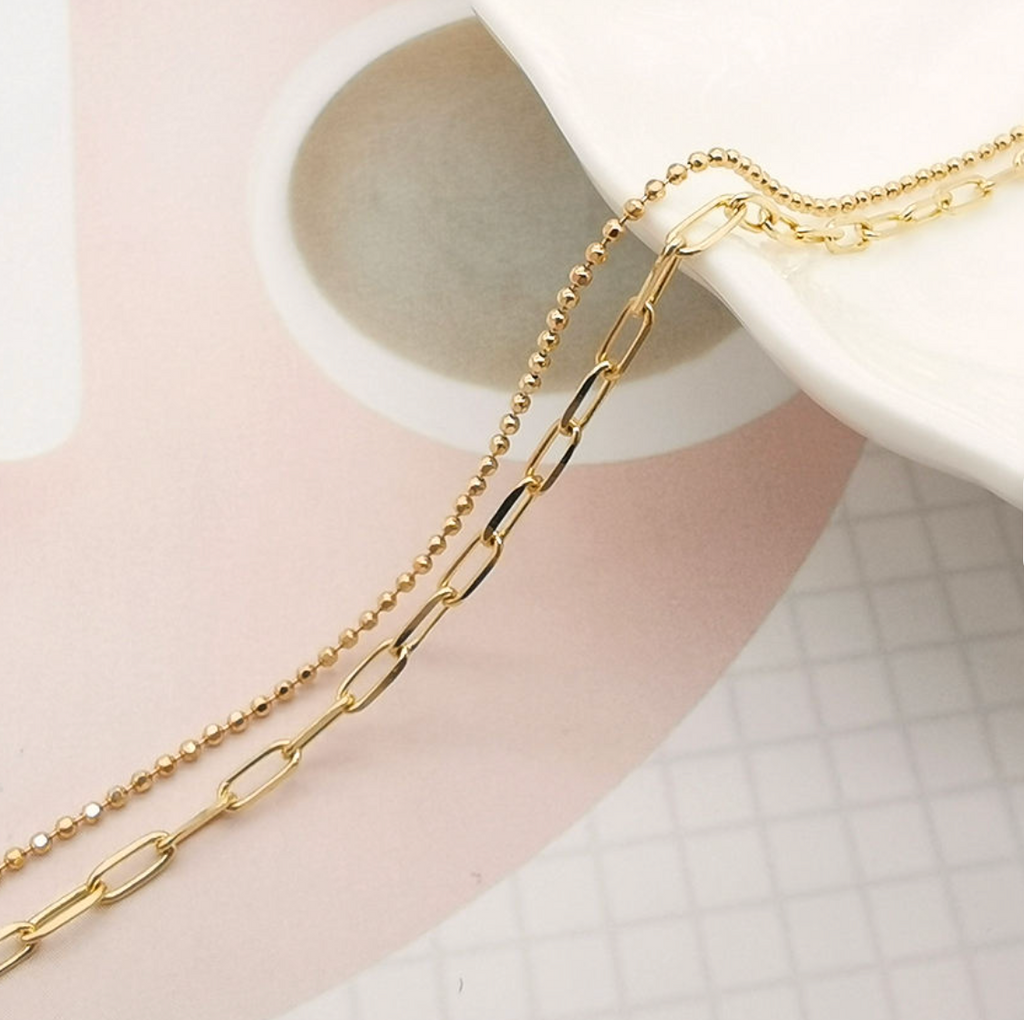 Gold Layered Paperclip & Bead Chain Bracelet