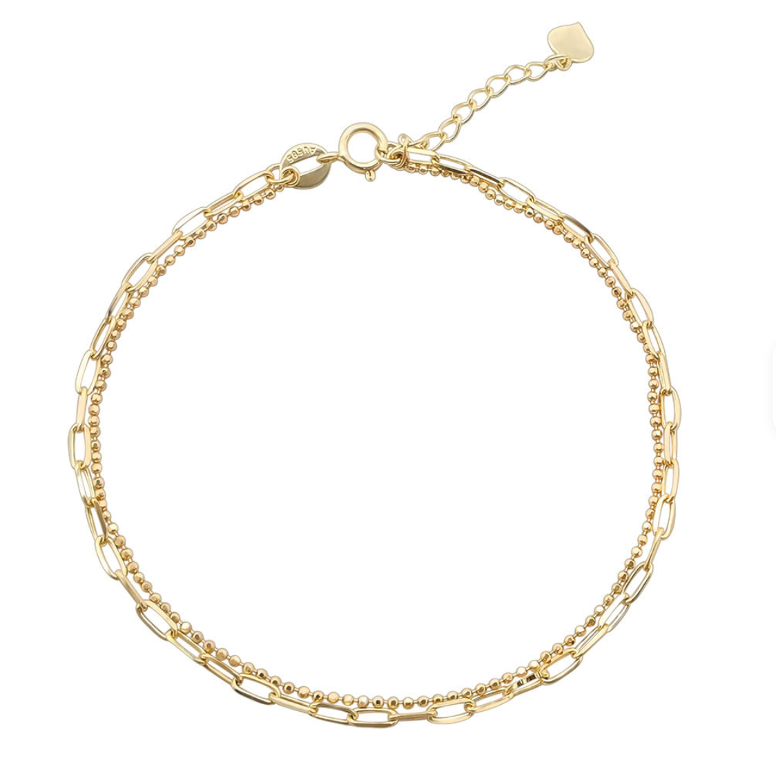 Gold Layered Paperclip & Bead Chain Bracelet