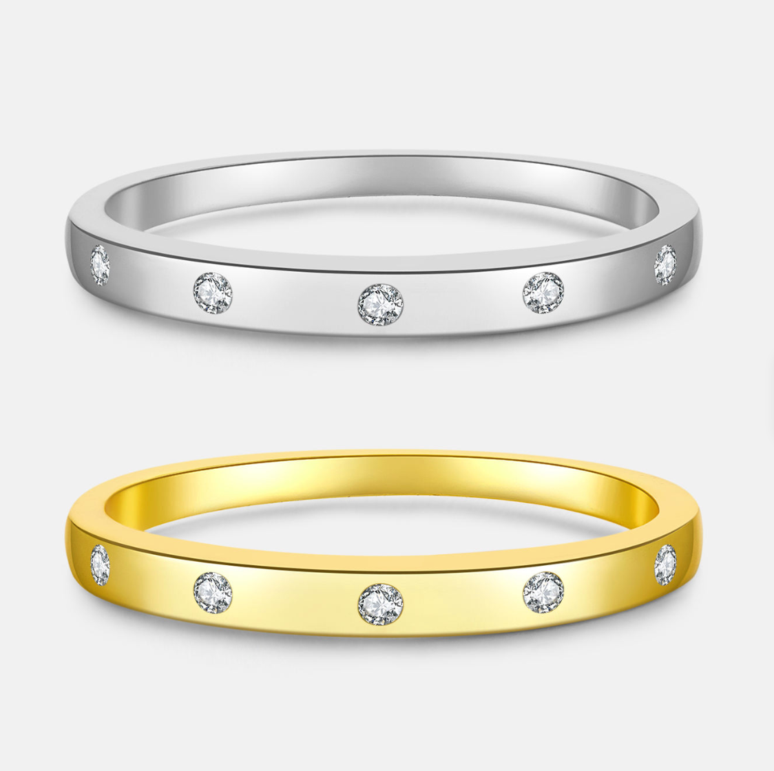 Flush-Set Crystal Eternity Ring