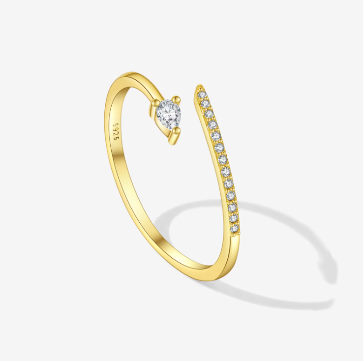Bypass Pear Crystal & Pavé Ring