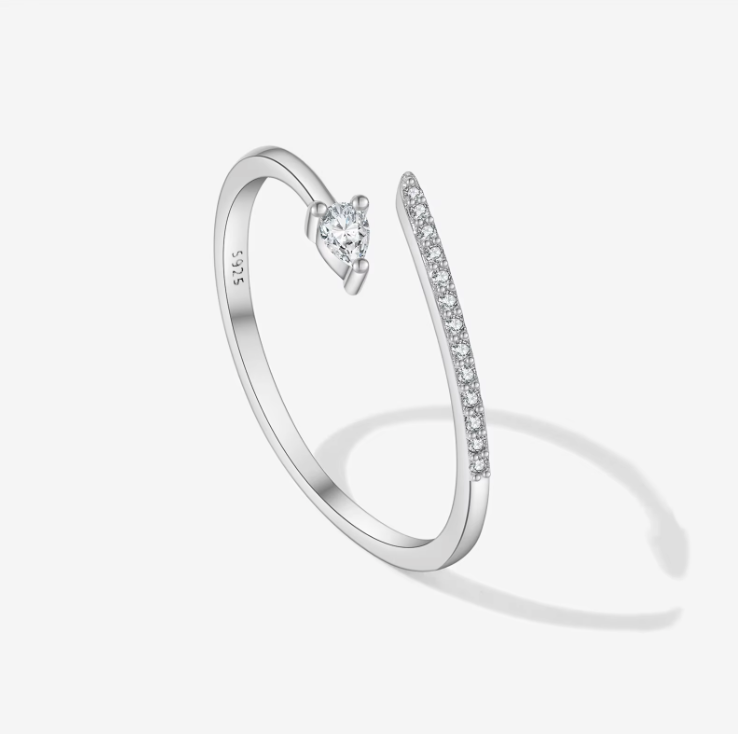 Bypass Pear Crystal & Pavé Ring