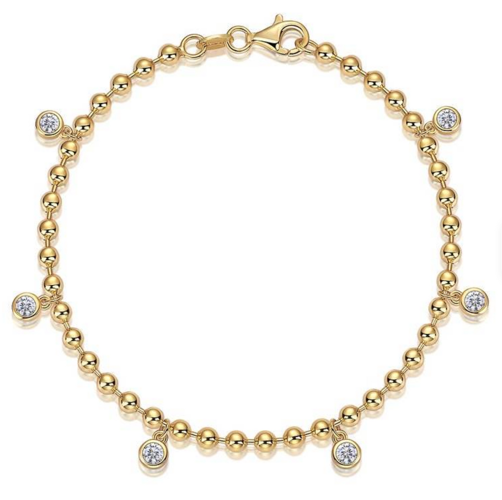 Gold Caviar Bead Charm Bracelet