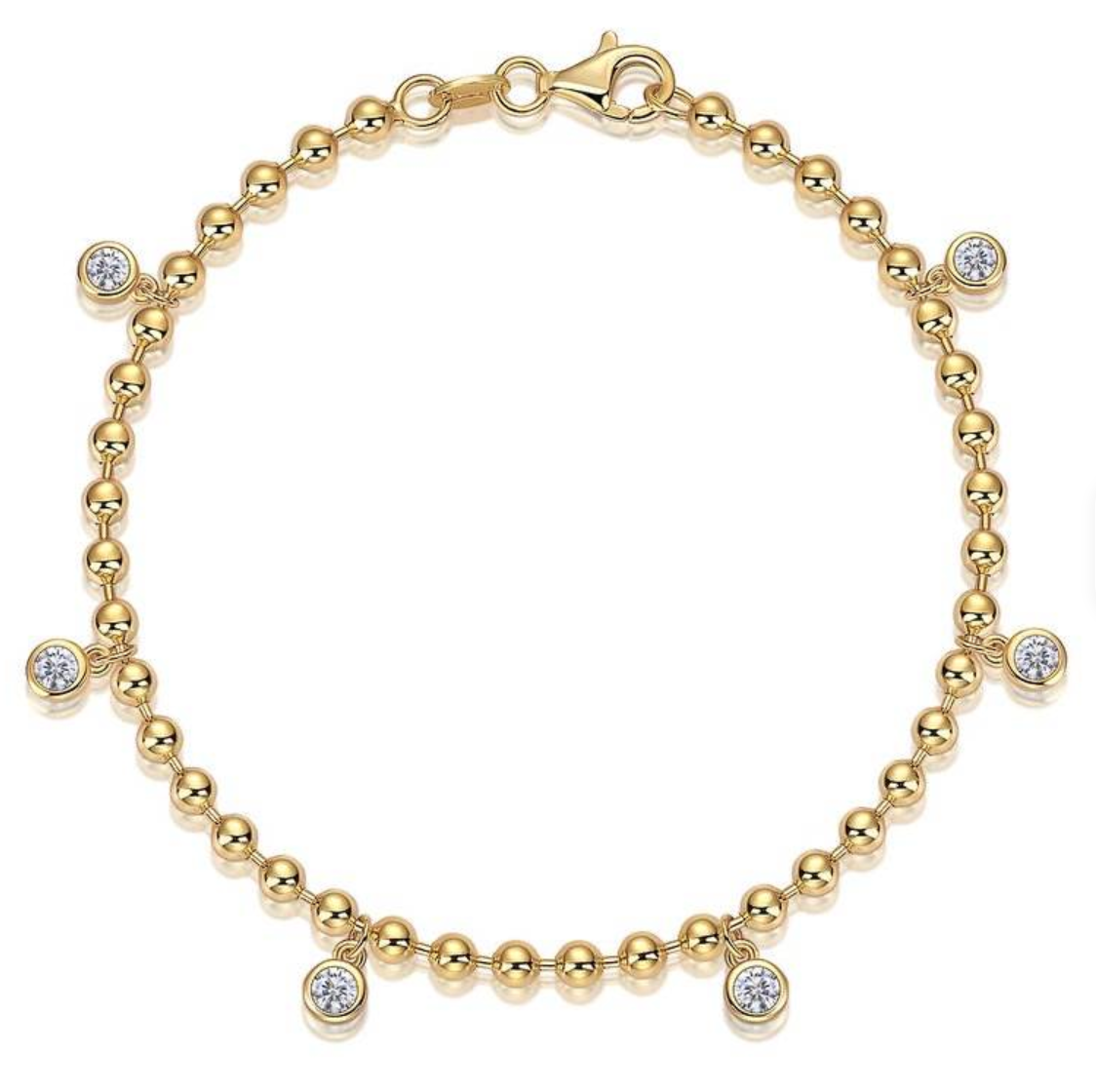 Gold Caviar Bead Charm Bracelet