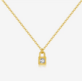Gold Crystal Padlock Pendant Necklace